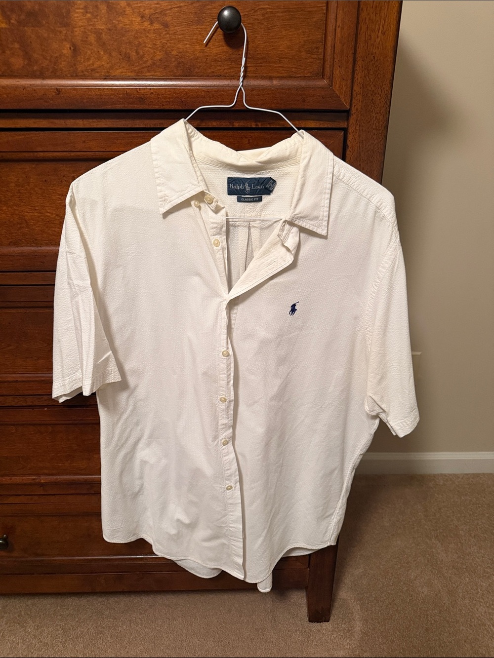 Polo by Ralph Lauren White Short-Sleeve Button-Down with Navy Pony